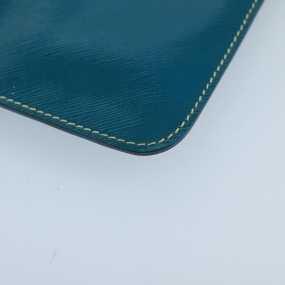 PRADA Shoulder Bag Safiano Leather Turquoise Blue Gold - Picture 9 of 9